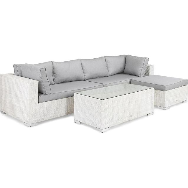 Oleskeluryhmä Bahamas 5-istuttava sohva divaani sohvapöytä valkoinen-harmaa