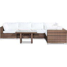 Oleskeluryhmä Bahamas 5-istuttava sohva + korkea sohvapöytä hiekka/valkoinen