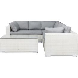 Oleskeluryhmä Bahamas 5-istuttava sohva + sohvapöytä valkoinen/harmaa