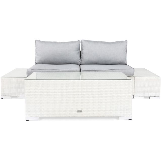 Oleskeluryhmä Bahamas, sohva, pöytä + 2 päätypöytää, valkoinen