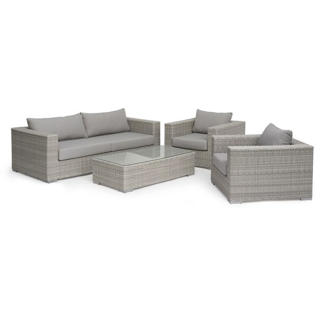 Oleskeluryhmä Bristol, 5-istuttava, harmaa, pöytä, 2 tuolia, sohva