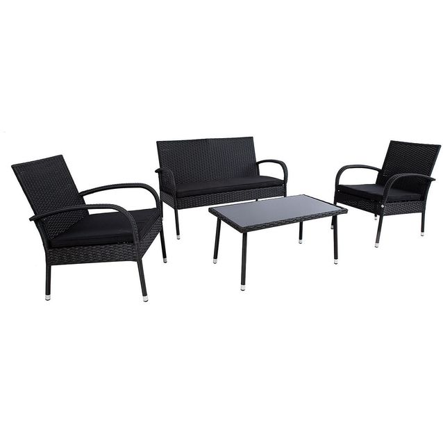 Oleskeluryhmä Home4you Vienna sohva + 2 tuolia + pöytä musta