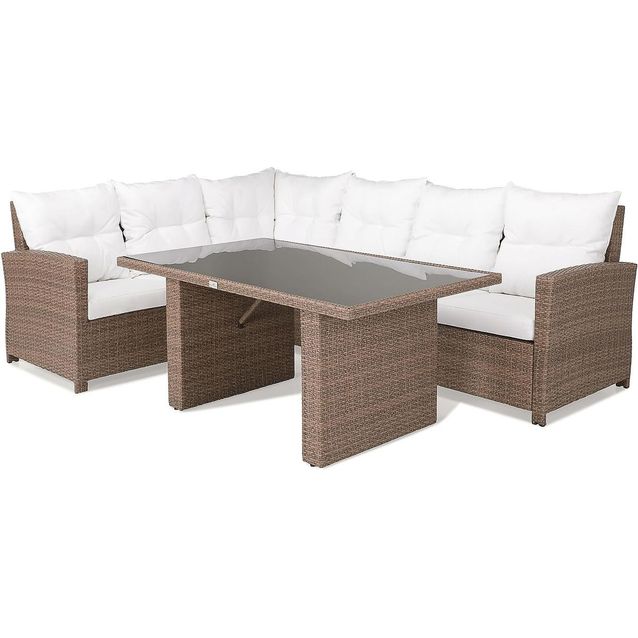 Oleskeluryhmä James 5-istuttava sohva sohvapöytä vasen hiekka-valkoinen