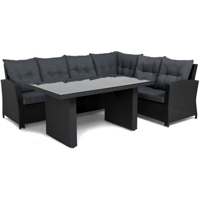 Oleskeluryhmä James, 6-istuttava sohva + pöytä, musta