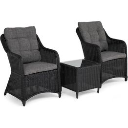 Oleskeluryhmä Marcus 2 nojatuolia + sivupöytä musta/harmaa