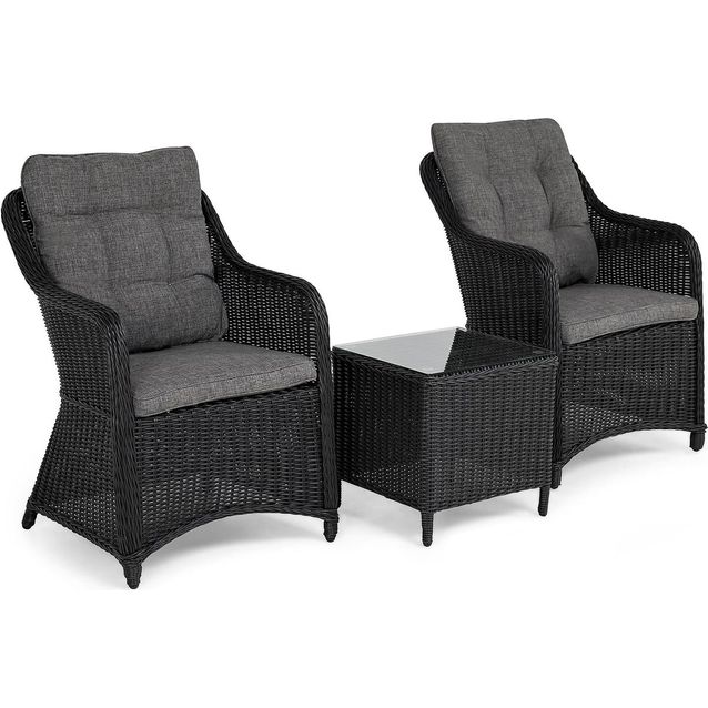 Oleskeluryhmä Marcus 2 nojatuolia sivupöytä musta-harmaa