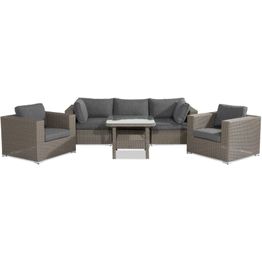 Oleskeluryhmä Marcus 3-istuttava sohva + 2 nojatuolia + sohvapöytä ruskea/harmaa