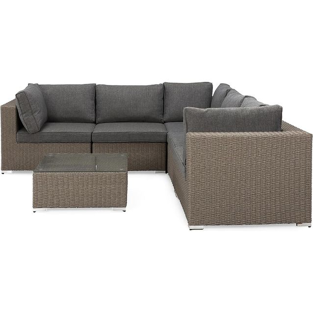 Oleskeluryhmä Marcus 5-istuttava sohva sohvapöytä ruskea-harmaa