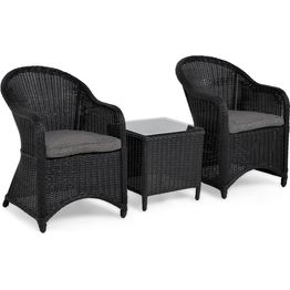 Oleskeluryhmä Marcus Light 2 nojatuolia + sivupöytä musta/harmaa