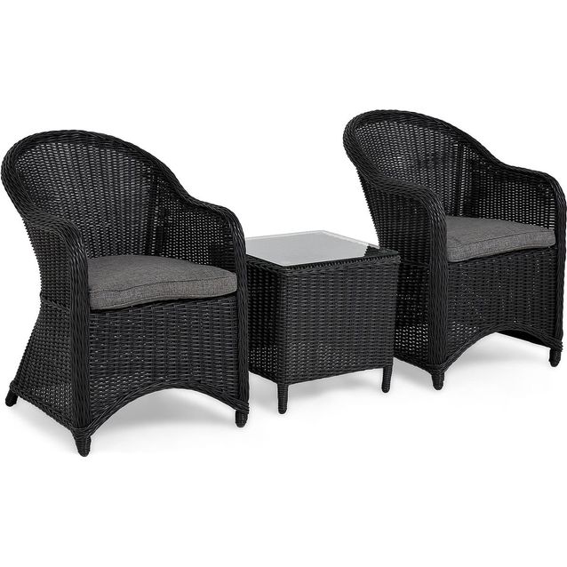 Oleskeluryhmä Marcus Light 2 nojatuolia sivupöytä musta-harmaa