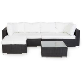 Oleskeluryhmä Bahamas 5-istuttava sohva + divaani + pieni sohvapöytä musta/valkoinen