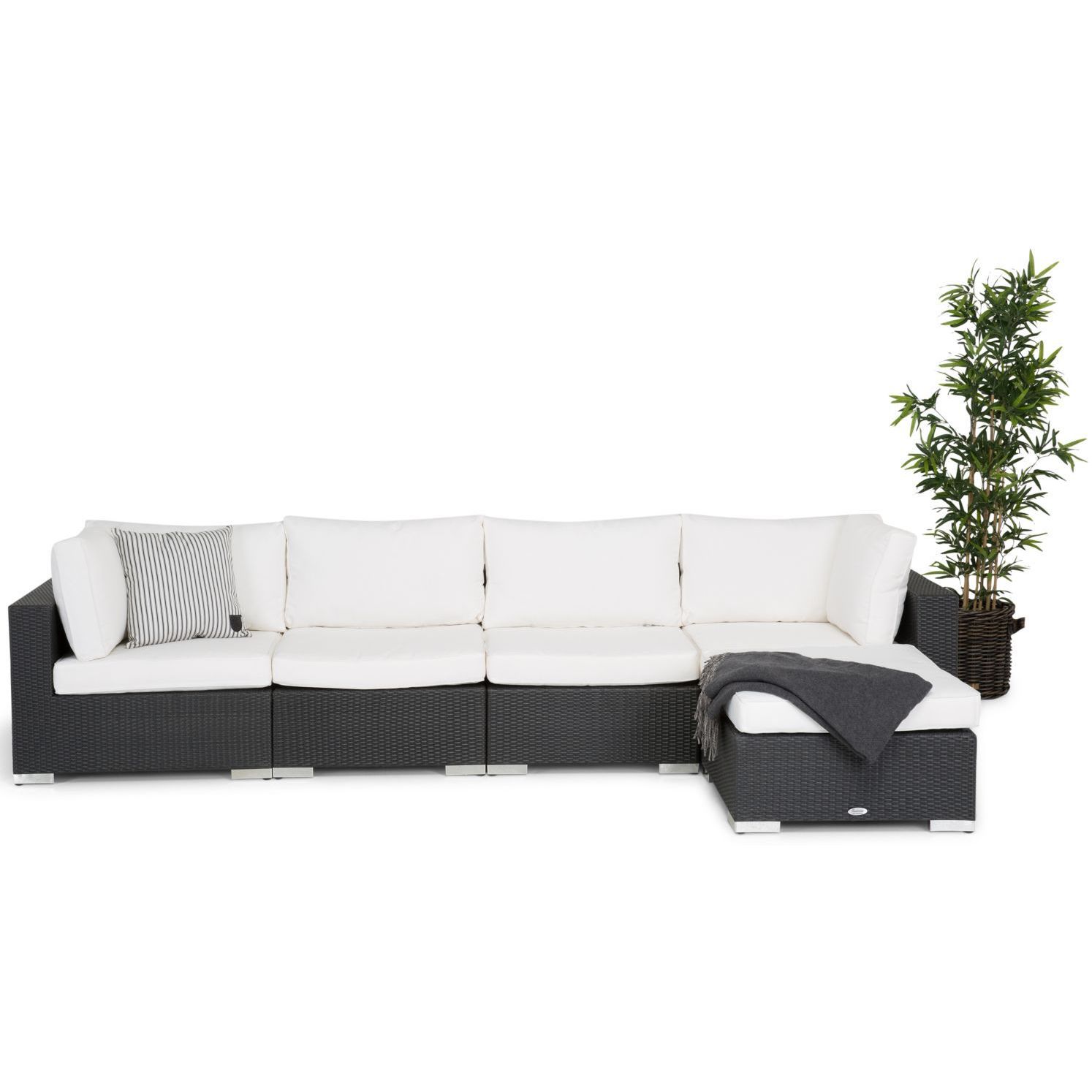 Sohva Bahamas 5-istuttava + divaani musta/valkoinen