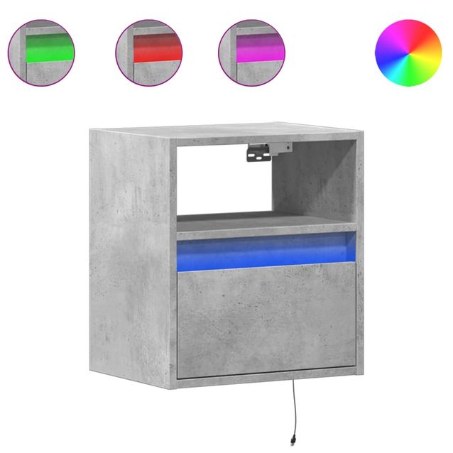 Olohuoneen seinäkaappisarja LED-valoilla 2 kpl betoninharmaa 41x31x45 cm (52320)