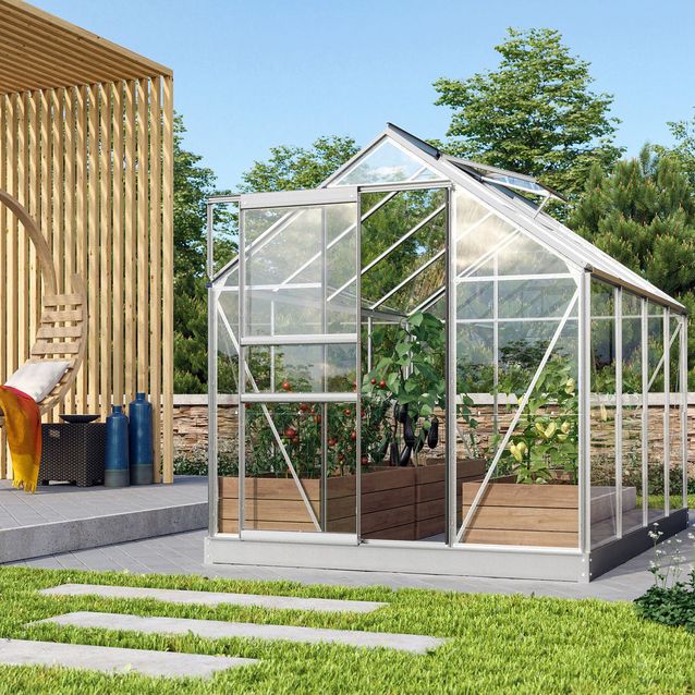 Kasvihuone Vitavia Venus 5000, 5m2, lasi, alumiini, sokkelilla