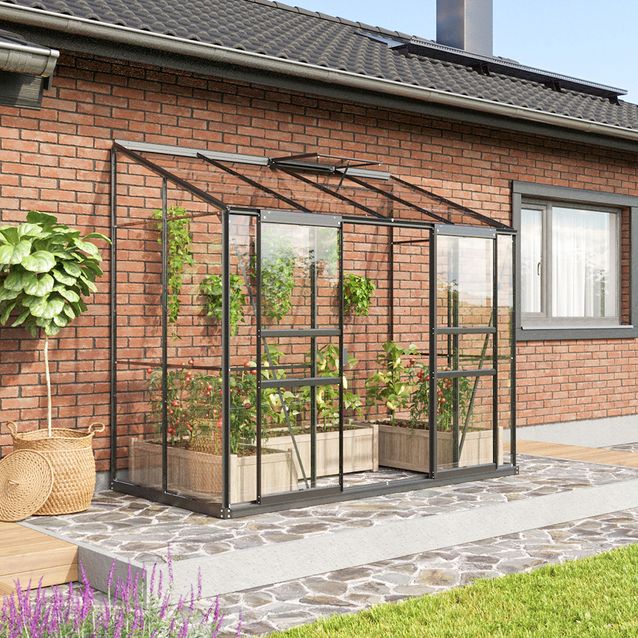 Seinäkasvihuone Vitavia Ida 3300, 3.3m2, lasi, musta