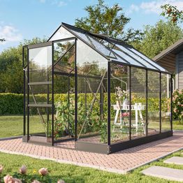Kasvihuone Vitavia Apollo, lasi, musta, sokkelilla, eri kokoja