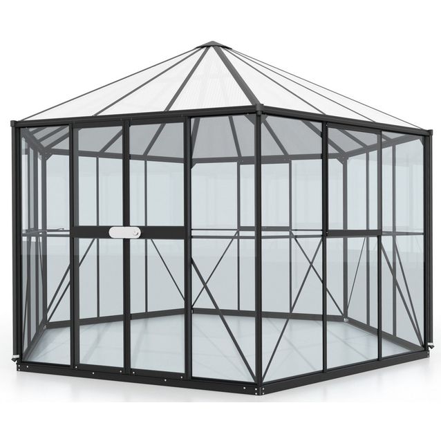 Kasvihuone Vitavia Hera 9000, 9m2, lasi/polykarbonaatti, musta