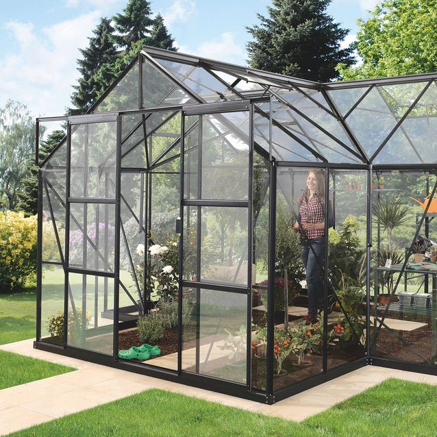 Kasvihuone Vitavia Sirius 13000, 13m2, lasi, musta, sokkelilla