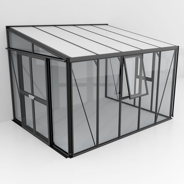 Seinäkasvihuone Vitavia Helena, lasi/polykarbonaatti, musta