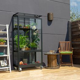 Kasvihuone Vitavia Urban 350, 0.35m², lasi, musta, pyörillä