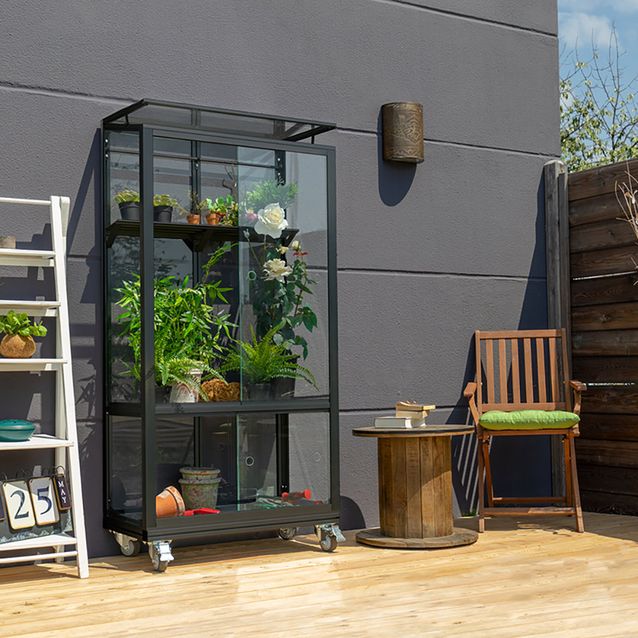 Kasvihuone Vitavia Urban 350, 0.35m2, lasi, musta, pyörillä