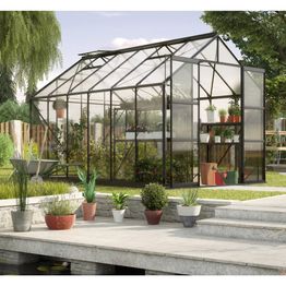 Kasvihuone Vitavia Phoenix, lasi, musta, sokkelilla, eri kokoja