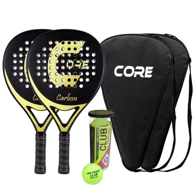 Padelsetti Core Carbon sis. 2 padelmailaa ja pallot hiilikuitu