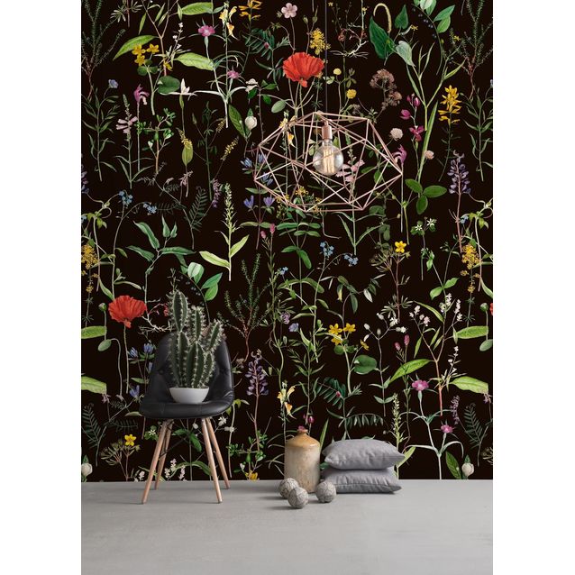 Paneelitapetti Mindthegap Aquafleur Anthracite 1,56x3 m