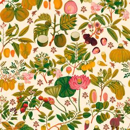Paneelitapetti Mindthegap Asian fruits and flowers 1,56x3 m beige