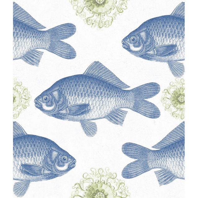 Paneelitapetti Mindthegap Fish Blue 1,56x3 m