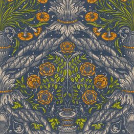 Paneelitapetti Mindthegap Floral ornament 1,56x3 m sininen/oranssi