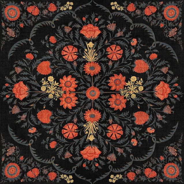 Paneelitapetti Mindthegap Hindu bloom 1,56x3 m musta