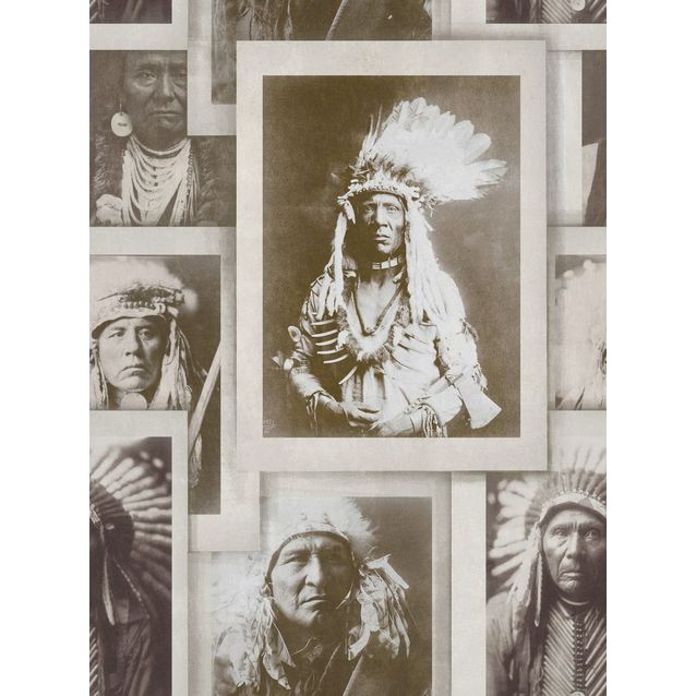 Paneelitapetti Mindthegap Indian Chiefs Sepia 1,56x3 m