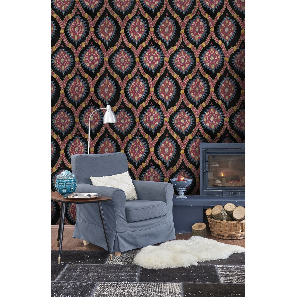 Paneelitapetti Mindthegap Ottoman 1,56x3 m musta