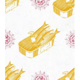 Paneelitapetti Mindthegap Sardines Yellow 1,56x3 m