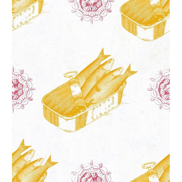 Paneelitapetti Mindthegap Sardines Yellow 1,56x3 m