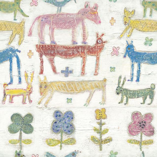 Lastenhuoneen tapetti Mindthegap Stacked Animals, 1.56x3m