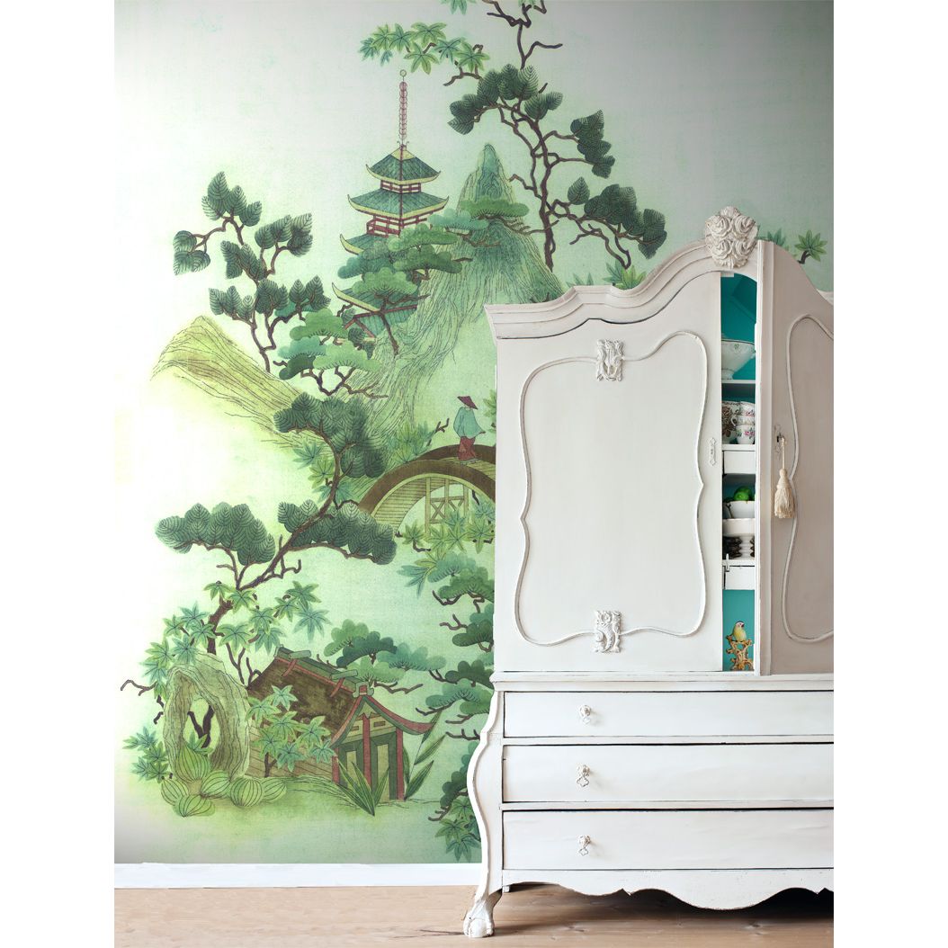 Paneelitapetti PhotoWallXL Chinoiserie 158114 2325x2790 mm seinällä