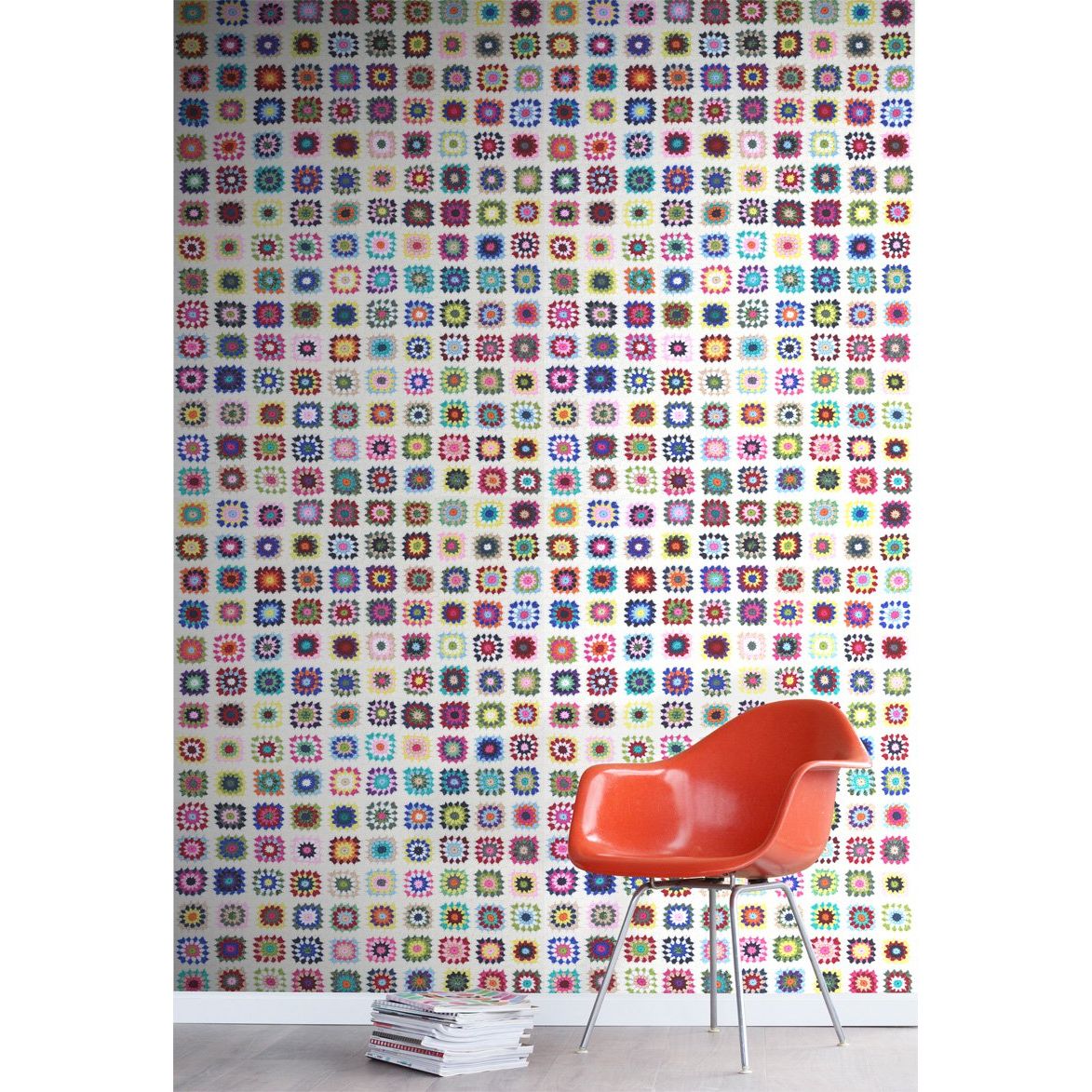 Paneelitapetti PhotoWallXL Crochet Blanket 158112 930x2790 mm seinällä