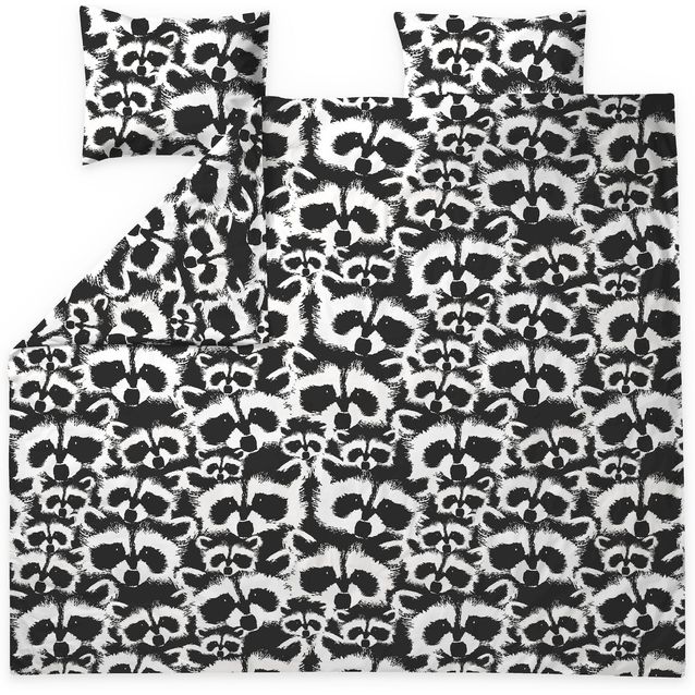 Parivuoteen pussilakanasetti Finlayson Pesue 240x210 cm musta/valkoinen luomupuuvilla