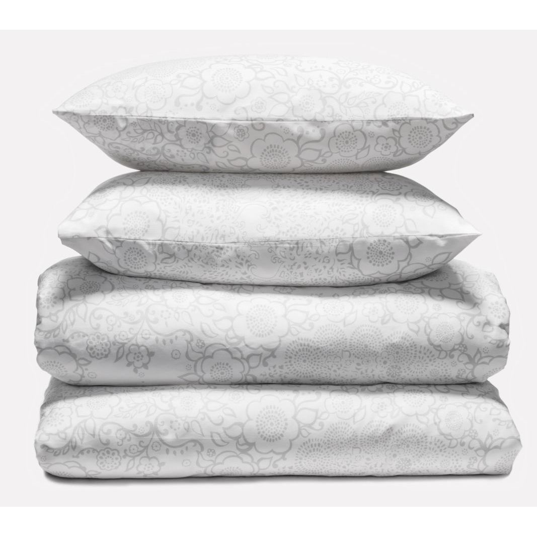 Parivuoteen pussilakanasetti Lennol Blackbird 205x225 cm valko-harmaa