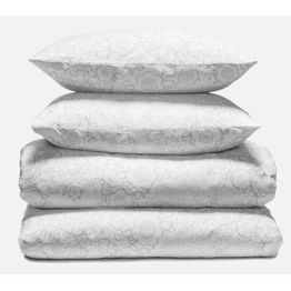 Parivuoteen pussilakanasetti Lennol Blackbird 205x225 cm valko-harmaa