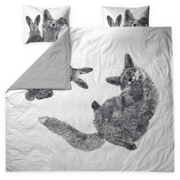 Parivuoteen pussilakanasetti Finlayson Villipedot 240x210 cm musta/valkoinen