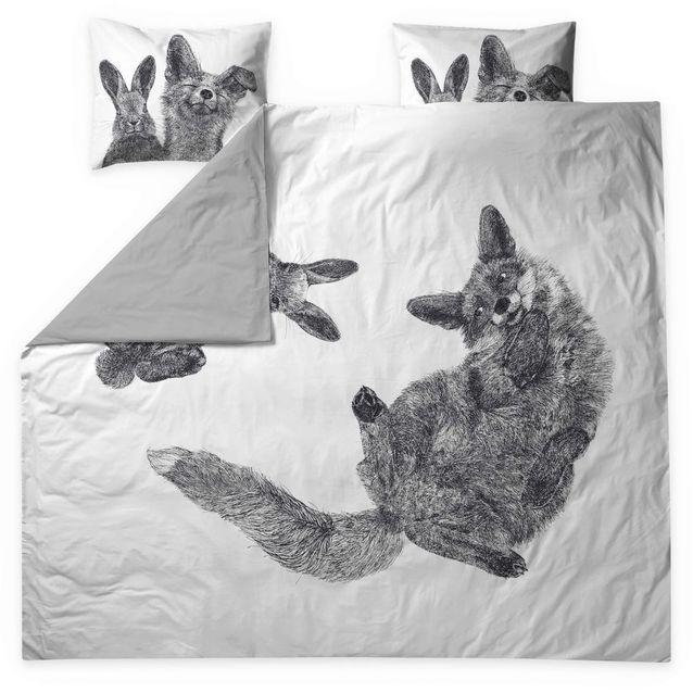 Parivuoteen pussilakanasetti Finlayson Villipedot 240x210 cm musta/valkoinen