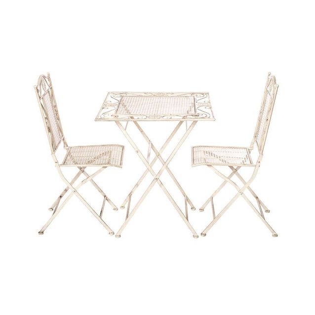 Parvekekalustesetti Chic Home pöytä + 2 tuolia metalli valkoinen