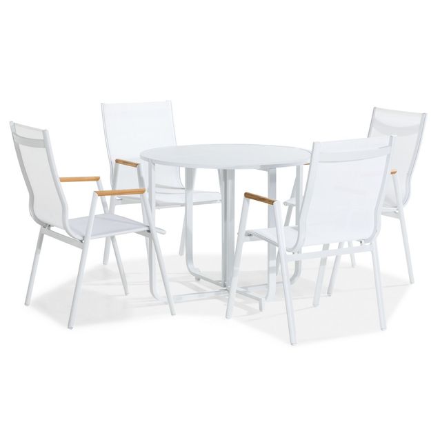 Parvekeryhmä Flippy, Ø90cm, 4 karmituolia, valkoinen (08552)