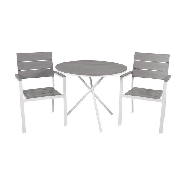 Parvekeryhmä Parma, pyöreä 90cm, 2 levels tuolia, harmaa/valkoinen (09855)