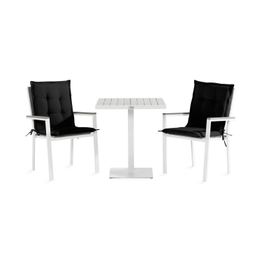 Parvekeryhmä Tunis, 70x70cm, 2 tuolia, pehmusteet, harmaa/valkoinen/musta (15518)