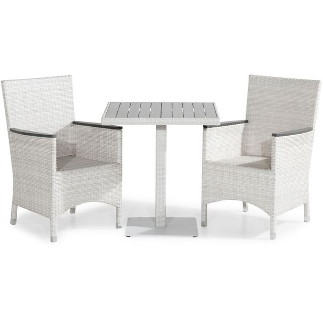 Parvekeryhmä Bahamas 70x70cm, 2 Thor Lyx -nojatuolia, valkoinen/harmaa