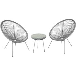 Parvekesetti Home4you Como (2 tuolia + pöytä), harmaa
